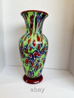 Murano Studio Hand Blown Art Glass 14H Vase Millefiori Absolutely Stunning