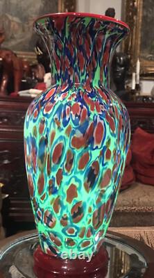 Murano Studio Hand Blown Art Glass 14H Vase Millefiori Absolutely Stunning