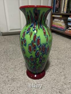 Murano Studio Hand Blown Art Glass 14H Vase Millefiori Absolutely Stunning
