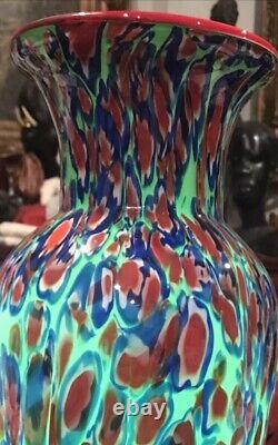 Murano Studio Hand Blown Art Glass 14H Vase Millefiori Absolutely Stunning