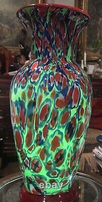 Murano Studio Hand Blown Art Glass 14H Vase Millefiori Absolutely Stunning