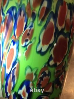 Murano Studio Hand Blown Art Glass 14H Vase Millefiori Absolutely Stunning