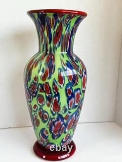 Murano Studio Hand Blown Art Glass 14H Vase Millefiori Absolutely Stunning
