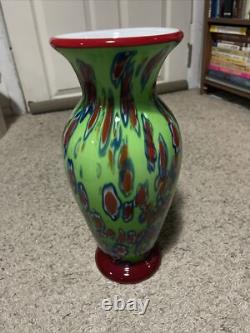 Murano Studio Hand Blown Art Glass 14H Vase Millefiori Absolutely Stunning