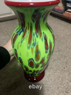 Murano Studio Hand Blown Art Glass 14H Vase Millefiori Absolutely Stunning