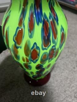 Murano Studio Hand Blown Art Glass 14H Vase Millefiori Absolutely Stunning