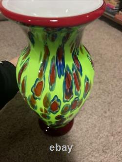 Murano Studio Hand Blown Art Glass 14H Vase Millefiori Absolutely Stunning