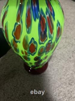 Murano Studio Hand Blown Art Glass 14H Vase Millefiori Absolutely Stunning
