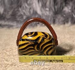 Murano Style Art Glass Clutch and Handle Purse Vases Hand Blown Art Deco