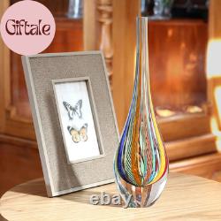 Murano Style Art Glass Drop Vase Hand Blown Colored Boho Effect Home Decor