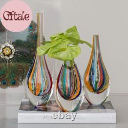 Murano Style Art Glass Drop Vase Hand Blown Colored Boho Effect Home Decor