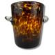 Murano Style Art Glass Ice Bucket Tortoiseshell Amber Hand Blown Wine Cooler
