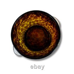 Murano Style Art Glass Ice Bucket Tortoiseshell Amber Hand Blown Wine Cooler