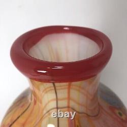 Murano Style Art Glass Millefiori Vase Hand Blown Finished Bottom Cased 10 Cane