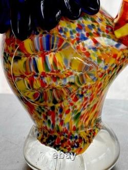 Murano Style Art Glass Rooster Multicolor Hand Blown Italian Figurine 7