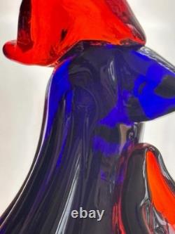 Murano Style Art Glass Rooster Multicolor Hand Blown Italian Figurine 7