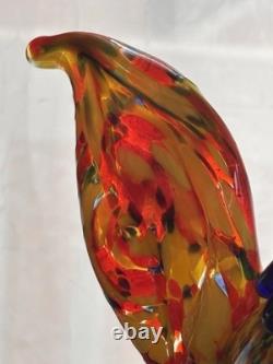 Murano Style Art Glass Rooster Multicolor Hand Blown Italian Figurine 7