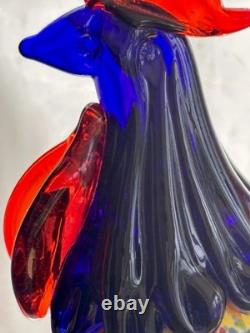 Murano Style Art Glass Rooster Multicolor Hand Blown Italian Figurine 7