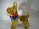Murano Style Art Glass scottish Dog Figurine Amber Bow Hand Blown Sculpture