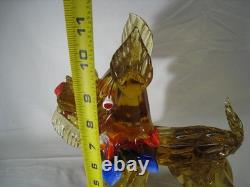 Murano Style Art Glass scottish Dog Figurine Amber Bow Hand Blown Sculpture