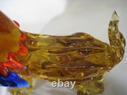 Murano Style Art Glass scottish Dog Figurine Amber Bow Hand Blown Sculpture