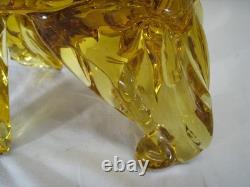 Murano Style Art Glass scottish Dog Figurine Amber Bow Hand Blown Sculpture