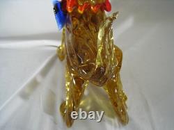 Murano Style Art Glass scottish Dog Figurine Amber Bow Hand Blown Sculpture