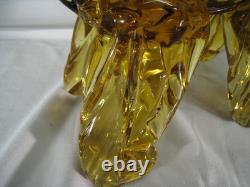Murano Style Art Glass scottish Dog Figurine Amber Bow Hand Blown Sculpture
