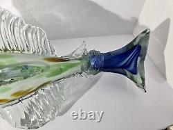 Murano Style Glass Marlin Swordfish Sail Fish Figurine Hand Blown 23 Inches Tall