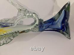 Murano Style Glass Marlin Swordfish Sail Fish Figurine Hand Blown 23 Inches Tall