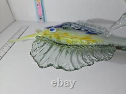 Murano Style Glass Marlin Swordfish Sail Fish Figurine Hand Blown 23 Inches Tall