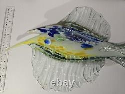 Murano Style Glass Marlin Swordfish Sail Fish Figurine Hand Blown 23 Inches Tall