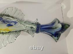 Murano Style Glass Marlin Swordfish Sail Fish Figurine Hand Blown 23 Inches Tall