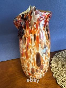 Murano Style Glass Owl Vase Hand Blown 10 x 7