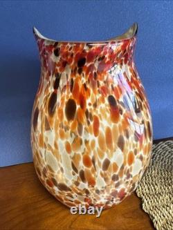 Murano Style Glass Owl Vase Hand Blown 10 x 7