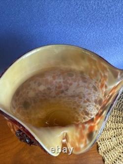 Murano Style Glass Owl Vase Hand Blown 10 x 7