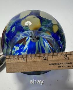 Murano Style Hand Blown 3 Art Glass Pendant Lights, Blue Green Amber 3.75x13.5