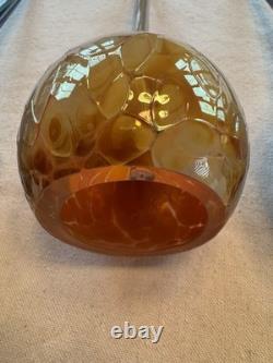 Murano Style Hand Blown 3 Art Glass Pendant Lights, Blue Green Amber 3.75x13.5