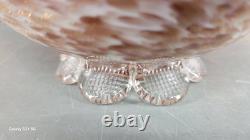 Murano Style Hand Blown Art Glass Basket Cobalt Blue Cased Applied Handle Italy