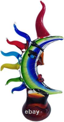Murano-Style Hand Blown Art Glass Face Sculpture 16.93 Tall Mouth-Blown Craft