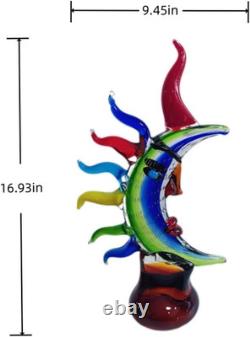 Murano-Style Hand Blown Art Glass Face Sculpture 16.93 Tall Mouth-Blown Craft