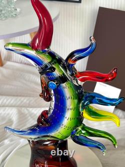 Murano-Style Hand Blown Art Glass Face Sculpture 16.93 Tall Mouth-Blown Craft