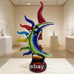 Murano-Style Hand Blown Art Glass Face Sculpture 16.93 Tall Mouth-Blown Craft