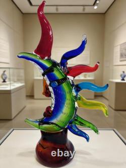 Murano-Style Hand Blown Art Glass Face Sculpture 16.93 Tall Mouth-Blown Craft
