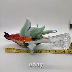 Murano Style Hand Blown Art Glass Rooster Figurine Bird Pedestal Height 11x 5