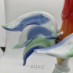 Murano Style Hand Blown Art Glass Rooster Figurine Bird Pedestal Height 11x 5