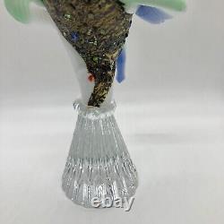 Murano Style Hand Blown Art Glass Rooster Figurine Bird Pedestal Height 11x 5