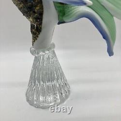 Murano Style Hand Blown Art Glass Rooster Figurine Bird Pedestal Height 11x 5