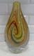 Murano-Style Hand-Blown Art Glass Teardrop Sculpture -Multicolor Latticino Swirl