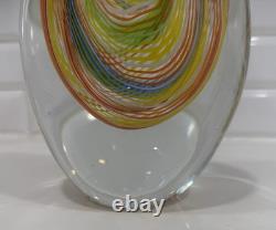 Murano-Style Hand-Blown Art Glass Teardrop Sculpture -Multicolor Latticino Swirl